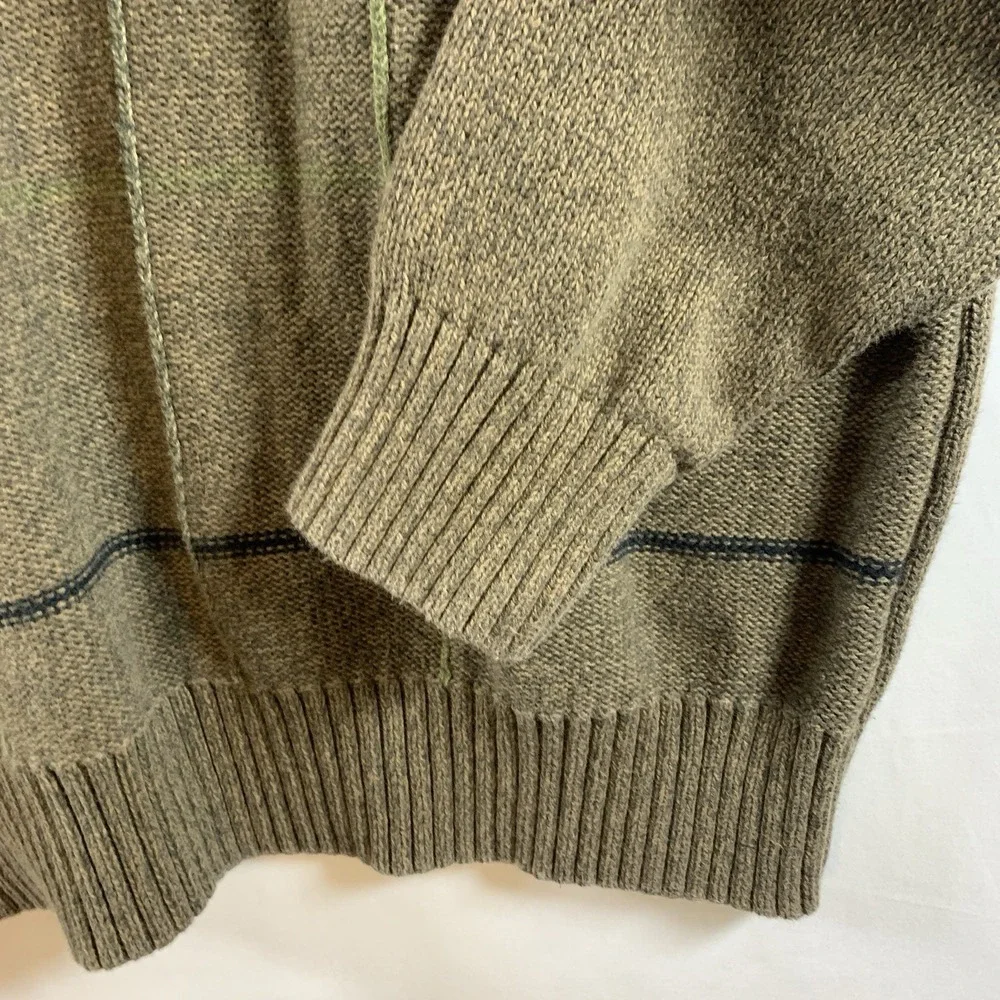 Vintage Geoffrey Beene Mens Cotton Crewneck Sweater XL Olive‎ Brown Preppy Dad
